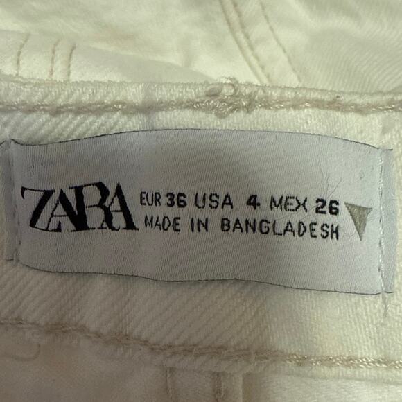 Zara Women's White Straight Leg High Waist Casual Trousers Denim Jeans Size 4 - Picture 4 of 5